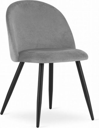 OEM Silla Bello - Terciopelo Gris Claro / Patas Negras X 1