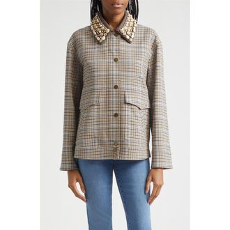 Veronica Beard Kasper Plaid Chore Jacket in Brown Multi at Nordstrom, Size X-Large