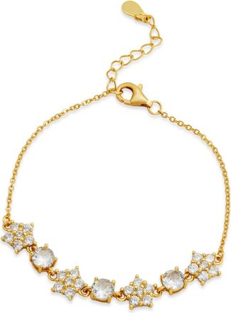 Savvy Cie Jewels GOLD PLATED OVER STERLING SILVER.925 TWINKLING STARS 1/2 BRACELET ON CHAIN