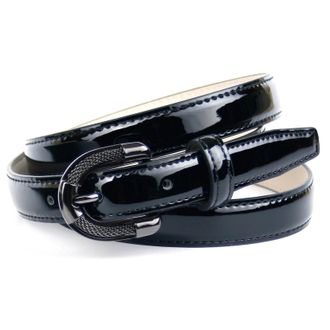 Anthoni Crown Lederg&uuml;rtel ANTHONI CROWN, Damen, Gr. 75, schwarz, Leder, unifarben, G&uuml;rtel Lederg&uuml;rtel, Schmaler Lacklederg&uuml;rtel, dekorative Schliesse