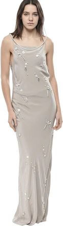 Bernadette Grey Embellished Cowl Neck Maxi Dress