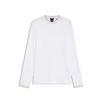 BOSS Long-sleeved T-shirt in mercerized cotton with contrast trim