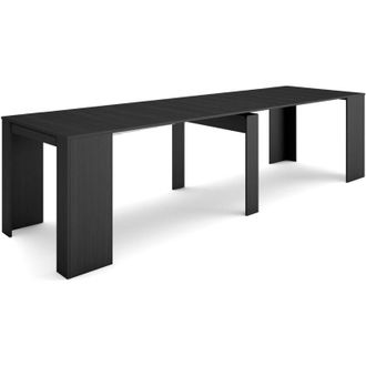 Skraut Home Consolle allungabile, Tavolo consolle allungabile, 300, Per 14 persone, Tavolo da pranzo, Stile moderno, Nero - Skraut Home