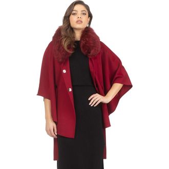 Gorski Wool Belted Cape in Wine at Nordstrom