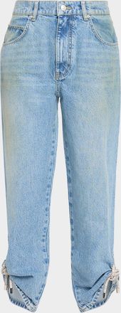 Area Crystal Knot Straight-Leg Ankle Jeans