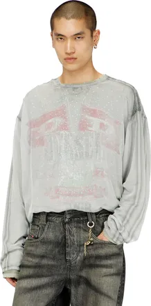 Diesel Sheer chiffon top with concert graphics - T-Shirts - Man - Grey