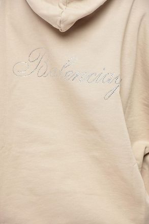 Balenciaga Felpa Hoodie in Cotone con Logo in Strass Balenciaga