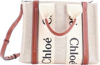 Chlo&eacute; Brown Canvas & Leather Woody Tote Small (Authentic Pre-Loved)