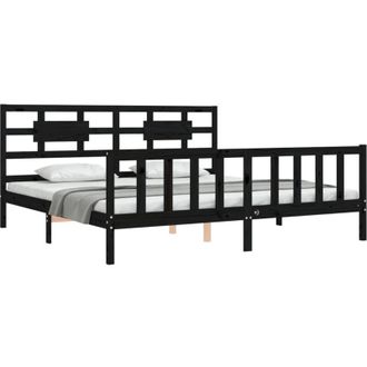 vidaXL Bed Frame without Mattress Black 200x200 cm Solid Wood Pine Vidaxl