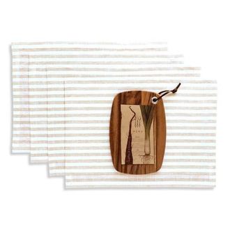 Solino Home Linen Placemats - Amalfi Stripe, 14 x 19 in Natural And White at Nordstrom, Size Medium