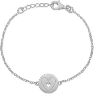 Frk. Lisberg Accessoires, Dames, Grijs, ONE Size, Hart in Hart Zilveren Armband