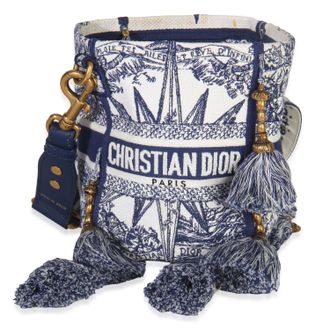 Dior Christian Dior Toile de Jouy Embroidery D-Bubble Bucket Bag