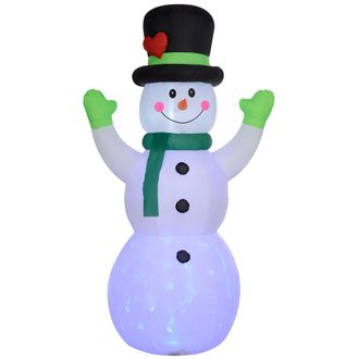 OUTSUNNY 10ft Inflatable Snowman w/ Black Hat - Green Scarf for Garden Yard | TJ Hughes