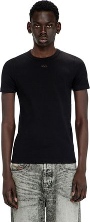 Diesel Slim short-sleeve top with laser cut Oval D - T-Shirts - Man - Black