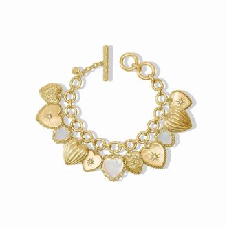 Julie Vos Womens Heart Charm Bracelet In Gold & Mother Of Pearl