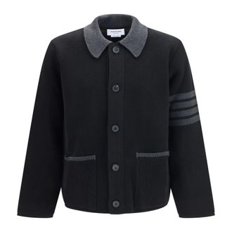Thom Browne Chaqueta de Piqu&eacute; de Algod&oacute;n 4 Barras - Jackets - Hombre - Negro - M