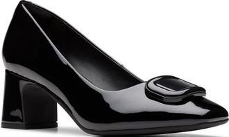 Clarks Womens Fernie Trim Pump, Black Patent Leather, 7 UK