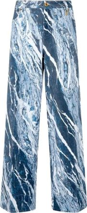 Roberto Cavalli Jeans, Dames, Blauw, L, Katoen, Rubane Print Jeans