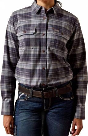 Ariat Rebar Durastretch Flannel Tunic Shirt In Nine Iron