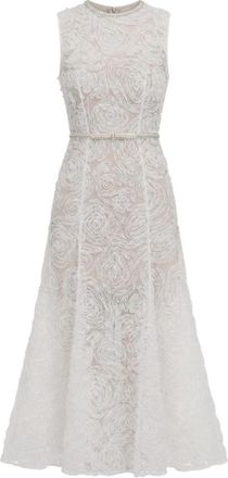 Self Portrait Tule kanten midi jurk - Dames - Feestkleedjes - Wit - 2XS - Tule - Kleedjes