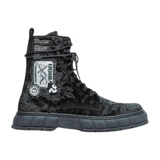 Viron Lace-up Boots, male, Black, Size: 4 US 1992 Crushed Velvet Boots
