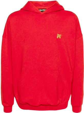 Palm Angels dragon-monogram cotton hoodie - men - Polyester/Cotton - S - Red