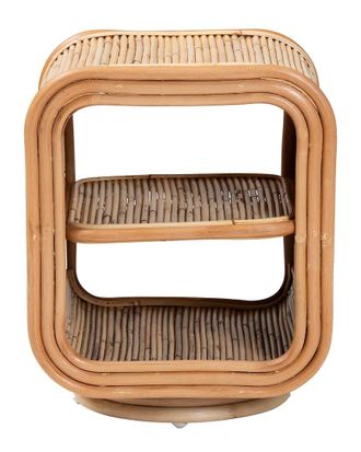 Baxton Studio Bethari Bohemian Rattan Nightstand
