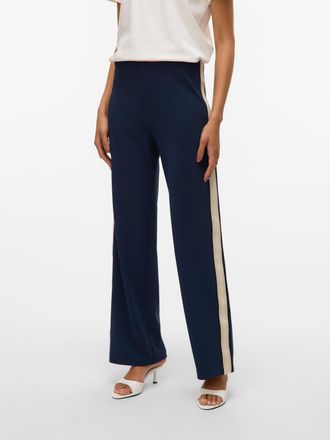 Vero Moda Anzughose VERO MODA VMBERLIN MW WIDE PANEL PANT NOOS, Damen, Gr. S (36), L&auml;nge 32, blau (navy blazer detail:panel a1), Jersey, Obermaterial: 95% Polye