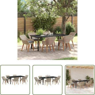 vidaXL Tavolo da pranzo esterno - Set da Pranzo per Giardino 7 pcs Grigio chiaro polyrattan
