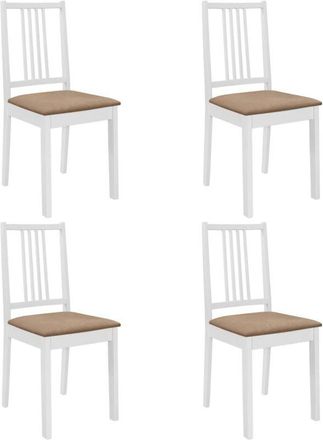 vidaXL Vidaxl - Sillas de comedor con cojines 4 unidades madera maciza blanca