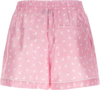 Moschino Oche Print Silk Twill Shorts - Pink