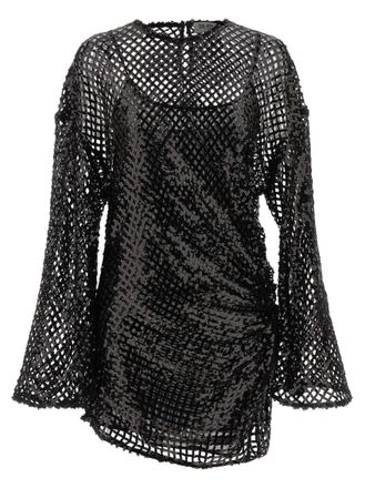 The Attico Black Sequin mesh dress