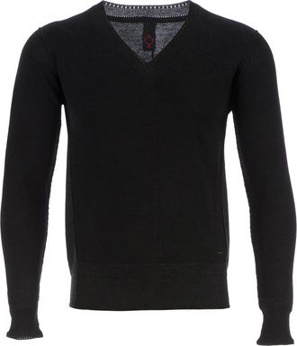 Side Slope v-neck sweater - Zwart