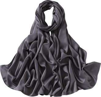 Lina & Lily Womens Silky Satin Scarf Shawl Wrap for Wedding Evening Dress (Charcoal Grey)