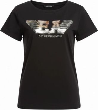 Emporio Armani Logo Mania Zilver T-shirt - Dames - T-shirts - Zwart - M - Katoen - Tops