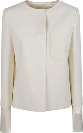 Courr&egrave;ges Satin Details Tailored Jacket - Dames - Blazers - Wit - XS - Wol - Jassen