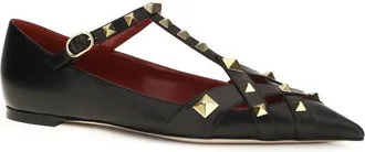 Valentino Garavani Womens Black Goatskin Ballet Flats