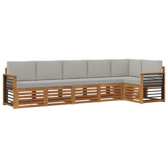 vidaXL Conjunto De Sof&aacute; Seccional Con Coj&iacute;n 6 Pcs Gris Natural Y Claro Vidaxl
