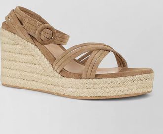 Gianvito Rossi suede wedge heel espadrille strappy sandal