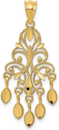 Diamond2Deal 14k Yellow Gold Polished Diamond-cut Chandelier Pendant