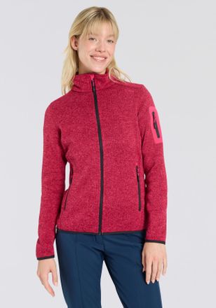 F.lli Campagnolo Strickfleecejacke CMP KNITTED MELANGE FLEECE WOMAN JACKET, Damen, Gr. 34, carminio, dar, Strick, Obermaterial: 100% Polyester, normal, eingefasste Kan