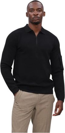 Genti Polo Zip LS - Heren - Coltruien - Zwart - M - Nylon - Truien & Vesten