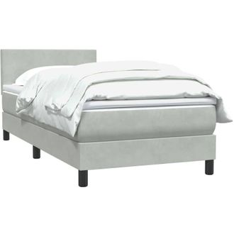 vidaXL Cama Box Spring Con Colch&oacute;n Terciopelo Gris Claro 80x210 Cm Vidaxl