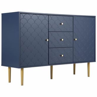 Urban Meuble Mueble de cocina bajo azul tallado con almacenamiento
