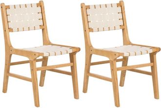 Beliani Beliani - Conjunto De 2 Sillas De Comedor Estructura De Madera De Caucho Asiento Y Respaldo De Piel Sint&eacute;tica Comedor Marr&oacute;n Claro Humble