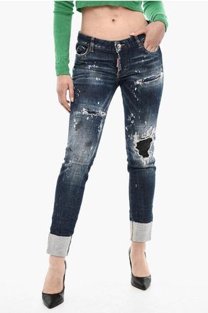 Dsquared2 Regular-Fit Vintage-Effect Jeans with Leather Patch size 42