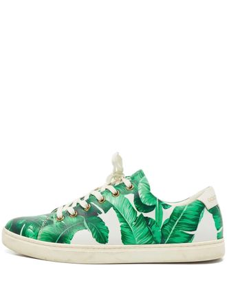 Dolce & Gabbana banana leaf leather sneakers - Green