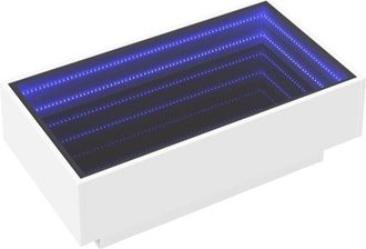 vidaXL Coffee Table with led White 90x50x30 cm Engineered Wood Vidaxl