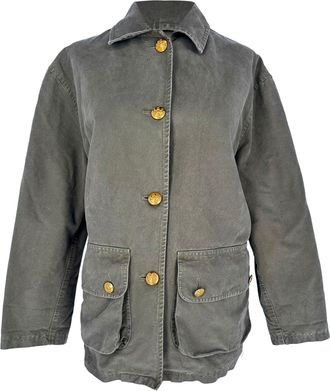 Nili Lotan Nili Lotan Connor Button-Down Denim Jacket in Olive Cotton