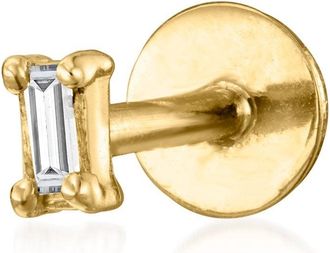 RS Pure by Ross-Simons Baguette Diamond-Accented Single Flat-Back Stud Earring in 14kt Yellow Gold
